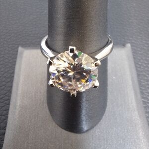 5ctw Rhodium Over 925 Sterling Silver Solitaire Moissanite Ring Size 9 *New*